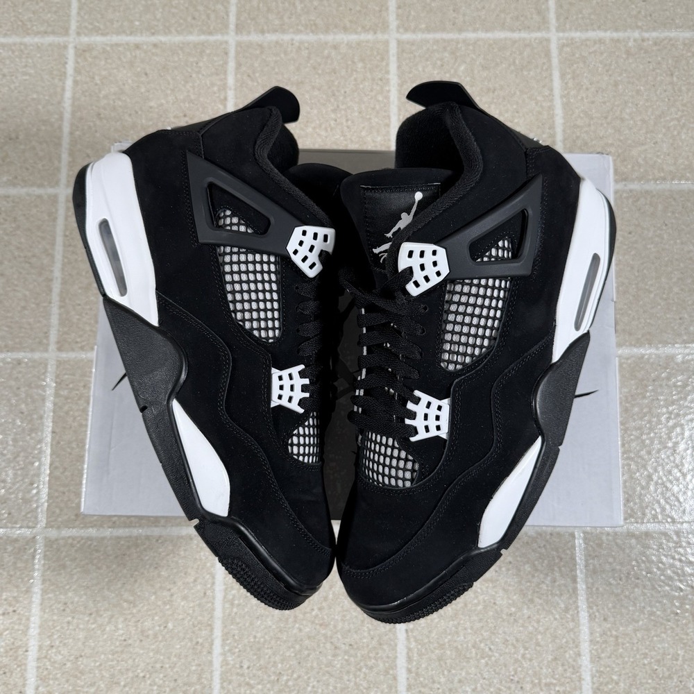 Air Jordan 4 White Thunder Retro Size 12 Mens Black Sneakers 2024 FQ8138-001
